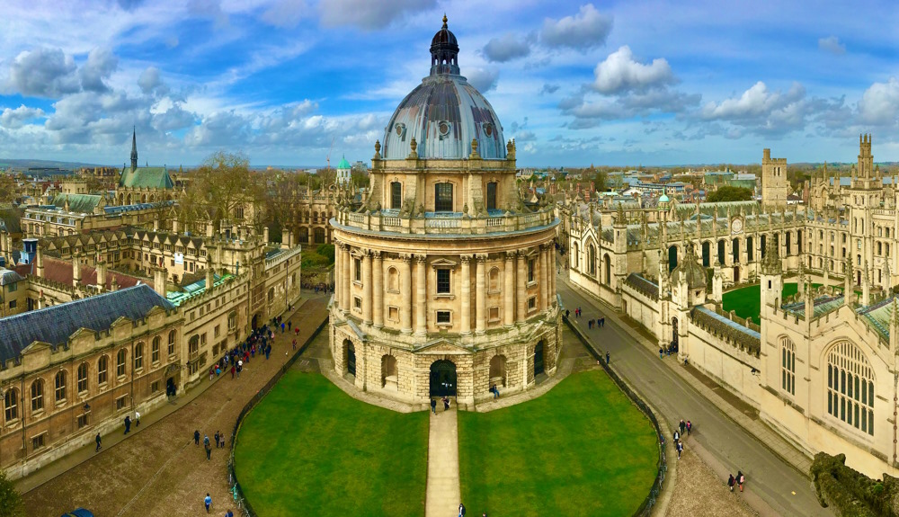 Aerial view of the Radcliffe Camera, part of the Bodleian Library.