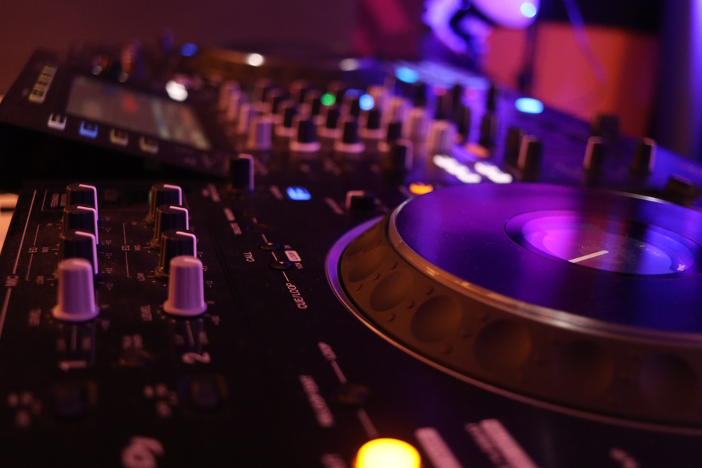 A close-up shot of DJ decks.